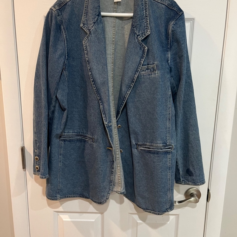 Vintage Haiks Jean Jacket Blazer Womens XL 100% Cotton